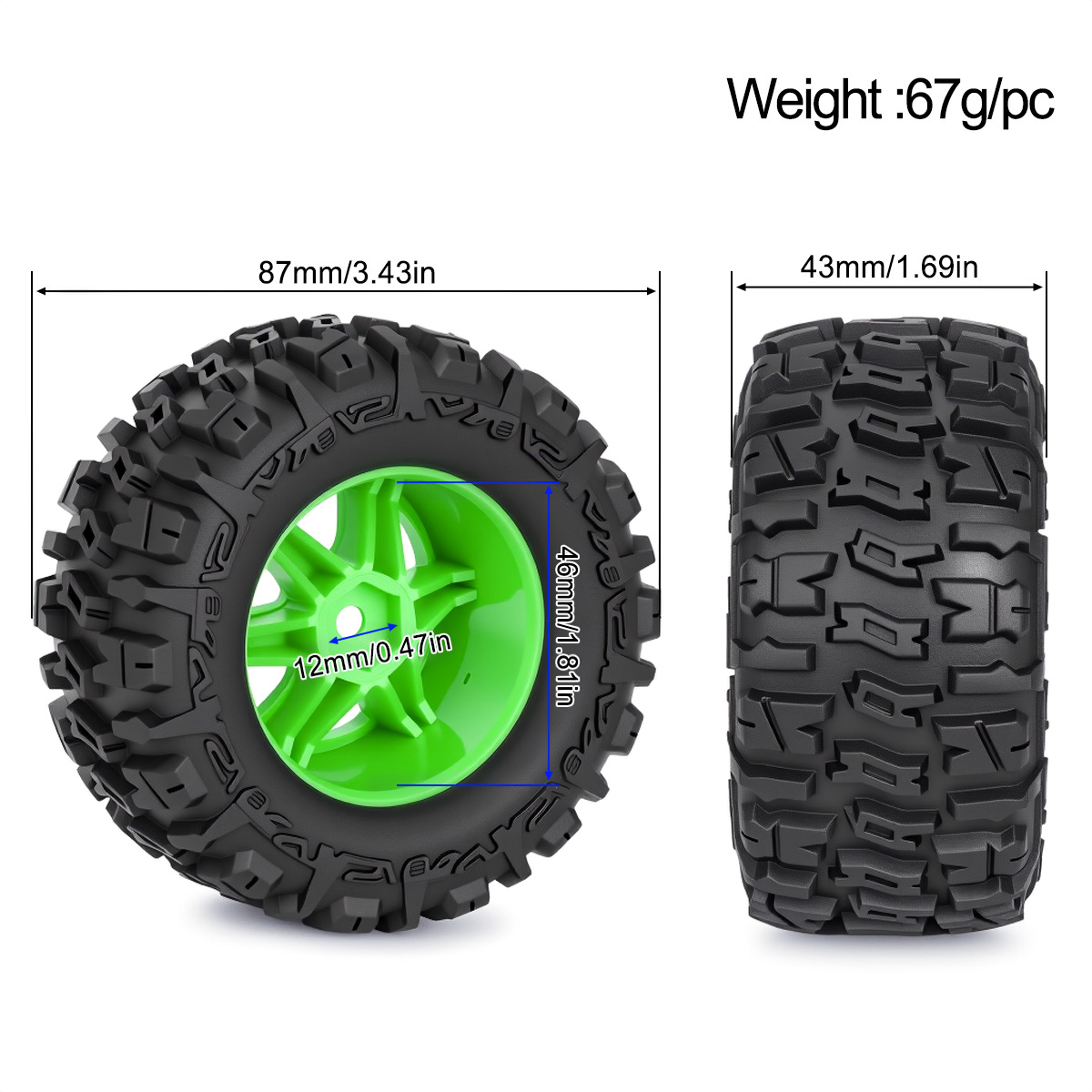 4 stuks 87mm Off-Road RC bande - Wheel Rim Rc recensie en prijs